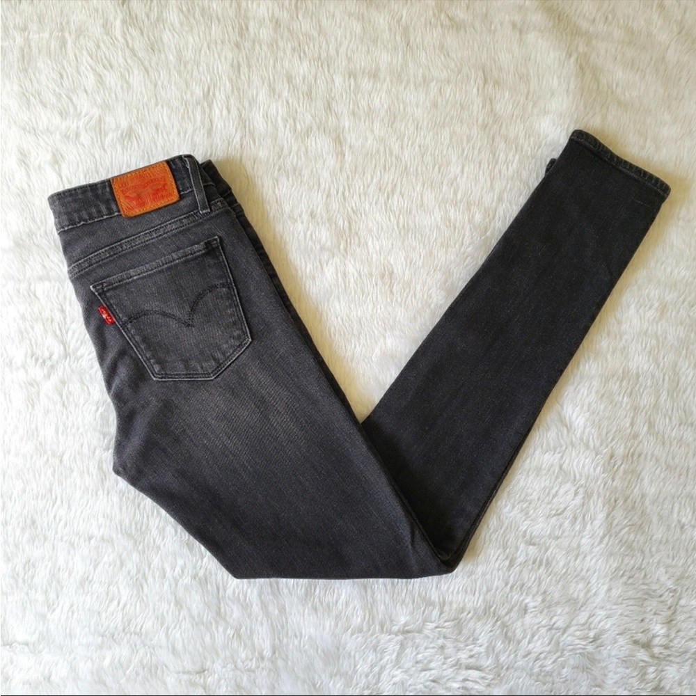 LEVI'S 711 SKINNY Women's Dark Black Grey Jeans